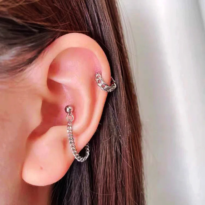 Уникальная цепочка из хирургической стали для пирсинга завитка ушной раковины