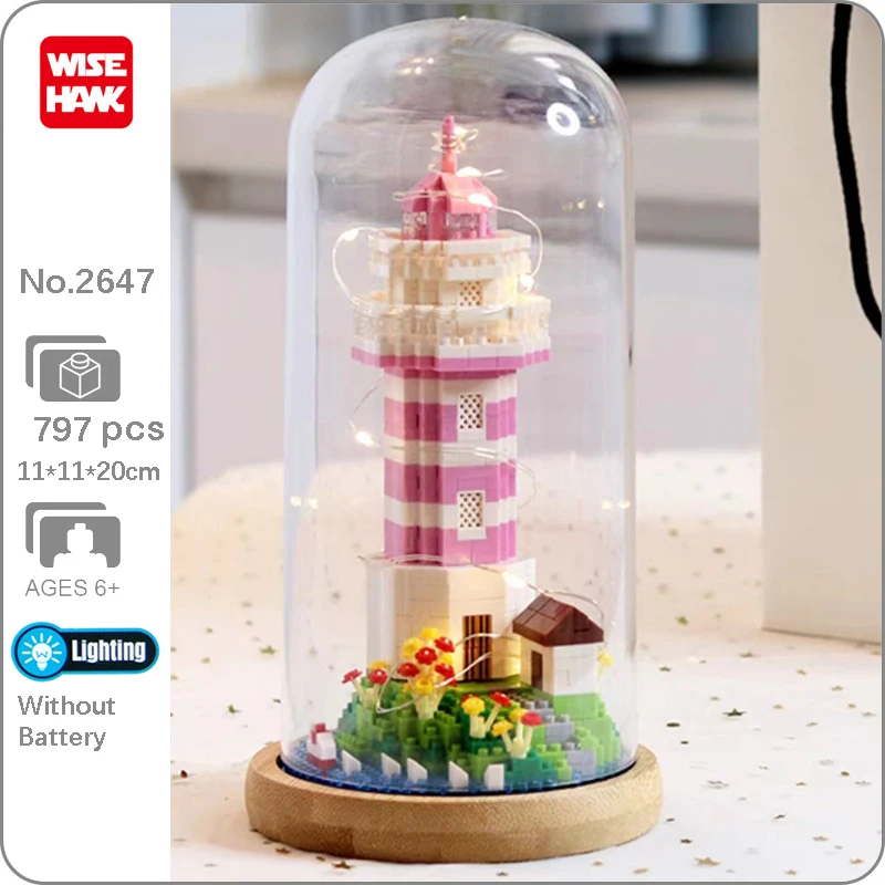 

Weagle 2647 Coast Lighthouse Tower House Island Ship LED Light Display Cover Base Mini Diamond Blocks Bricks Building Toy In Box