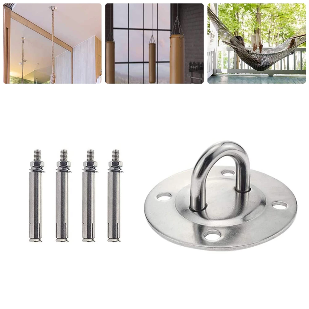 

1pc Heavy Duty Ceiling Hanging Hook Set Stainless Fixed Pad Eye Plate Swing Chair Bracket Swing Top Buckle Hardware Tool