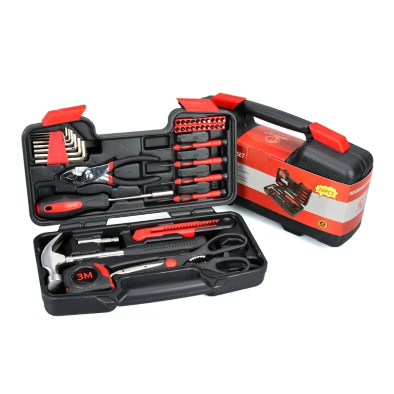 

Набор инструментов, набор ручных инструментов для дома, 39 предметов, набор инструментов для дома/автомобиля с портативной фотографией/коробкой, ручные инструменты электрика, 39 шт.