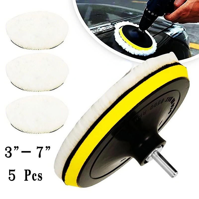 

5PCS 3/4/5/6/7 inch Polishing Kit Polishing Pad Car Waxing Sponge Disk Wool Wheel Auto Paint Care Polisher Pads Car Gadget