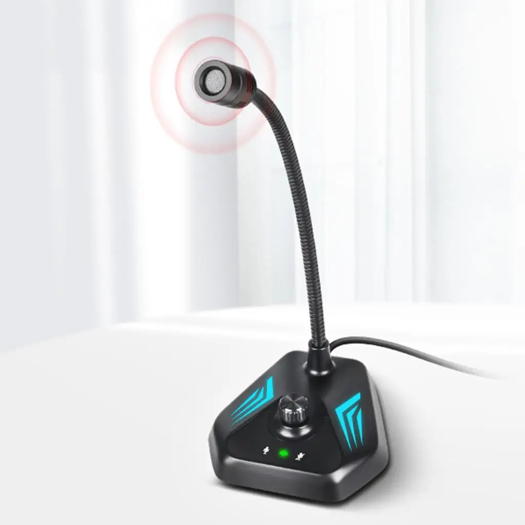 

USB Microphone Adjustable Gooseneck Omnidirectional Condenser Mic Plug and Play for Desktop