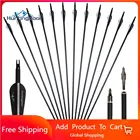 Стрелы из углеродного волокна, 12 шт., 31 дюйм, 500-550, оперение из черного и белого пластика, изогнутыйсоставной лук с губчатой стрелой