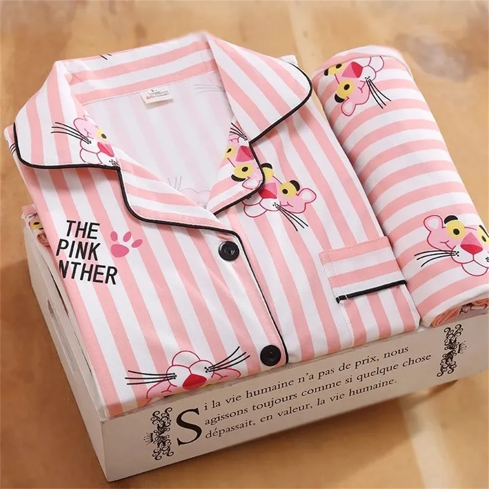 

Cotton Pajamas for Women 2021 Cute Pajamas Set Woman 2 Pieces Summer Clothes Cardigan Long Sleeve Large Size Cartoon Nightgown