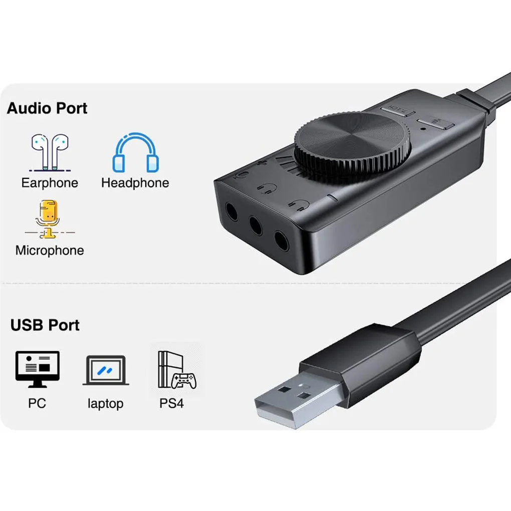 

Черный переходник, внешняя звуковая карта USB 3 5 мм, гарнитура, стерео Виртуальная 7 1-канальная звуковая карта GS3 для ПК, ноутбука, настольного ...