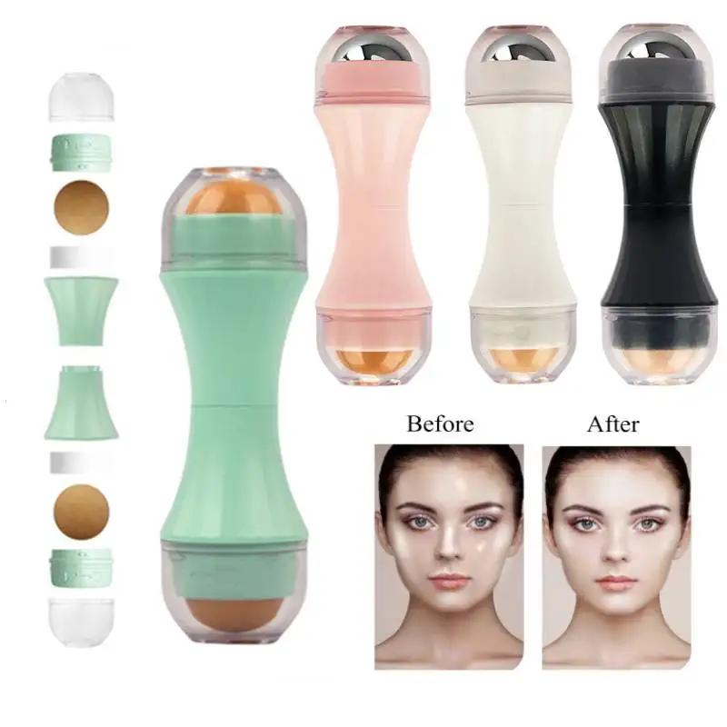

Dual Head Facial Oil Absorbent Roller Natural Volcanic Stone Roller T-zone Oil Control Remove Fat Reusable Skin Massage Tool
