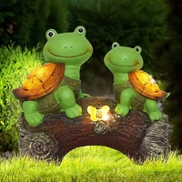 garden solar ornament 25cm9 8 garden turtles staue for outdoor decor two turtles figurine for patio yard gifts for friends
