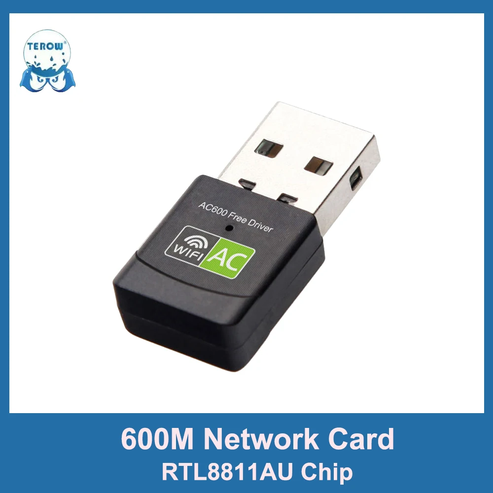 

TEROW 11AC 600Mbps Dual Band Wireless Network Card 2.4GHz+5Ghz Free Driver Realtek RTL8811AU Chip Mini USB WiFi Network Adapter
