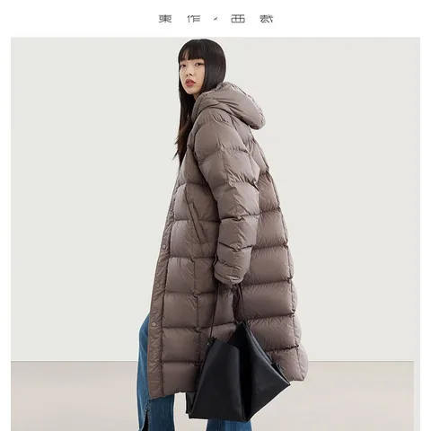 Наполнитель: утиный пух ~ длинный пуховик выше колена в парном стиле, черное миниатюрное пальто унисекс, новая зимняя модель