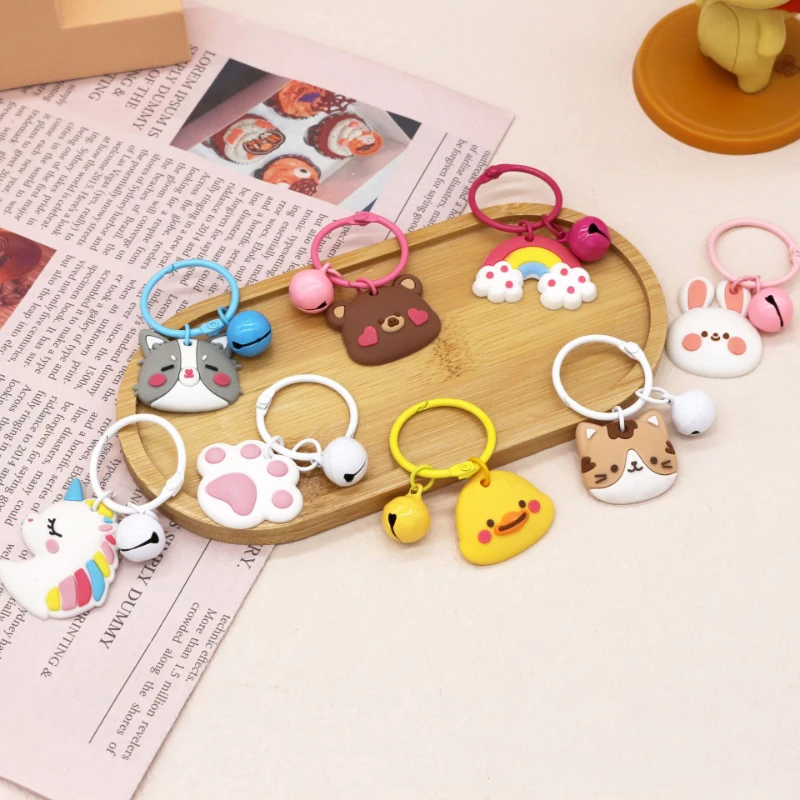 

Silicone cute Mini Bells Keychain Creative Cartoon Couple Pendant Cell Phone Chain Pendant Removable Headphone Box Decoration