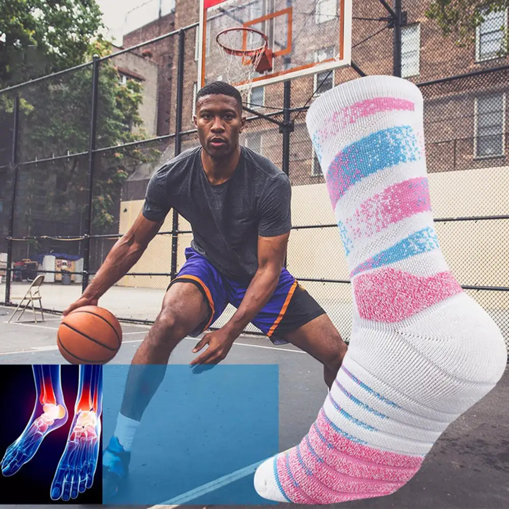 

1 Pair Hiking Socks Thick Anti-pilling Non-Slip Towel Bottoms Anti-friction Soccer Socks Training Socks for Adult