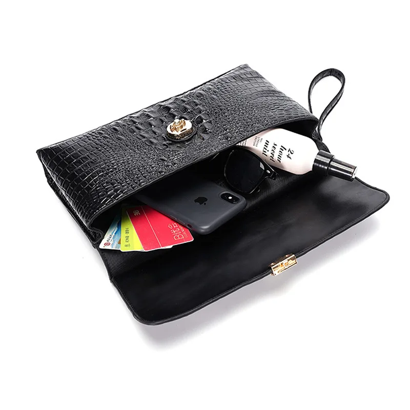 Кожаные клатчи с узором под кожу крокодила мужская сумка деловая модная