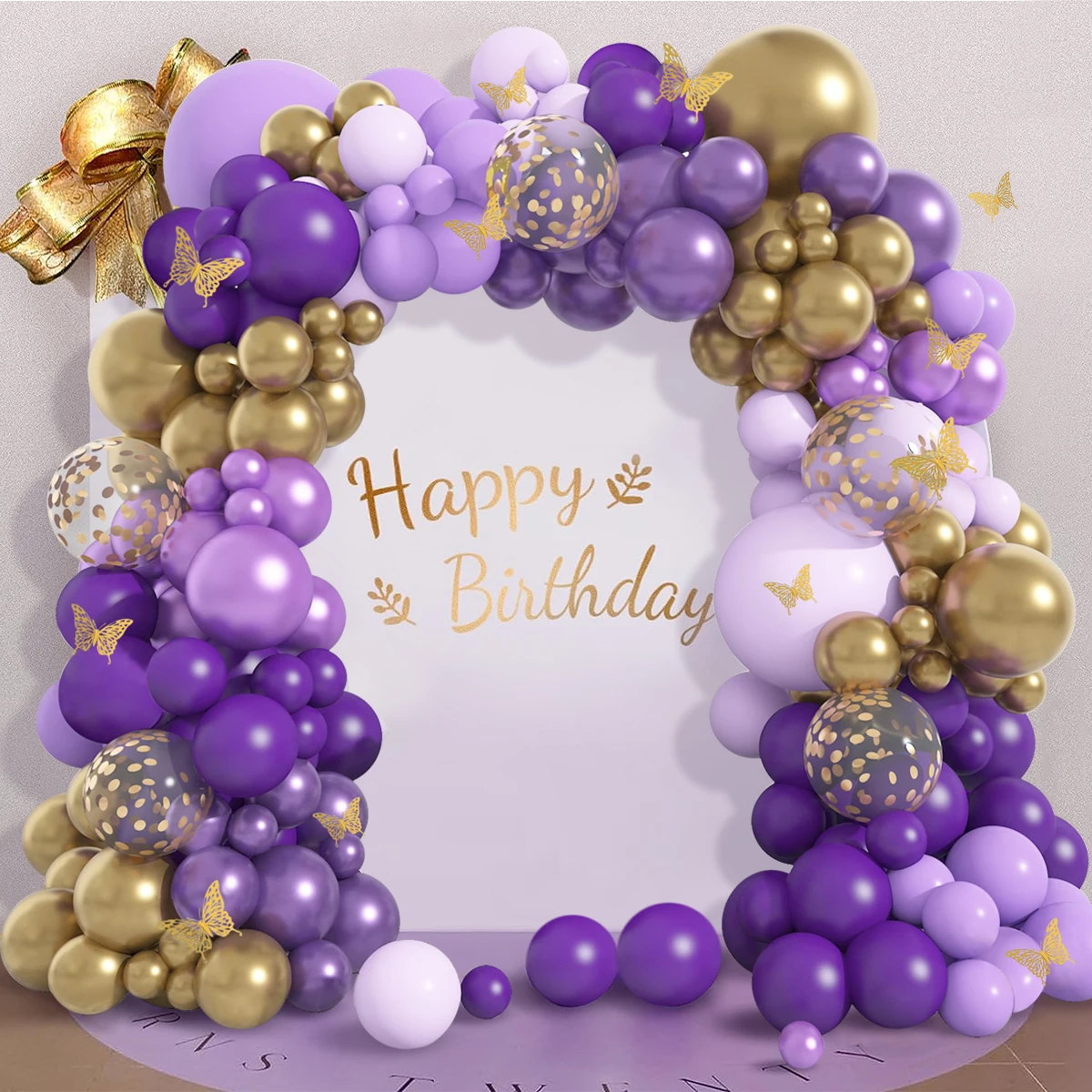 Гирлянда Из Воздушных Шаров С Бабочками И Фиолетовыми Воздушными Шарами Для