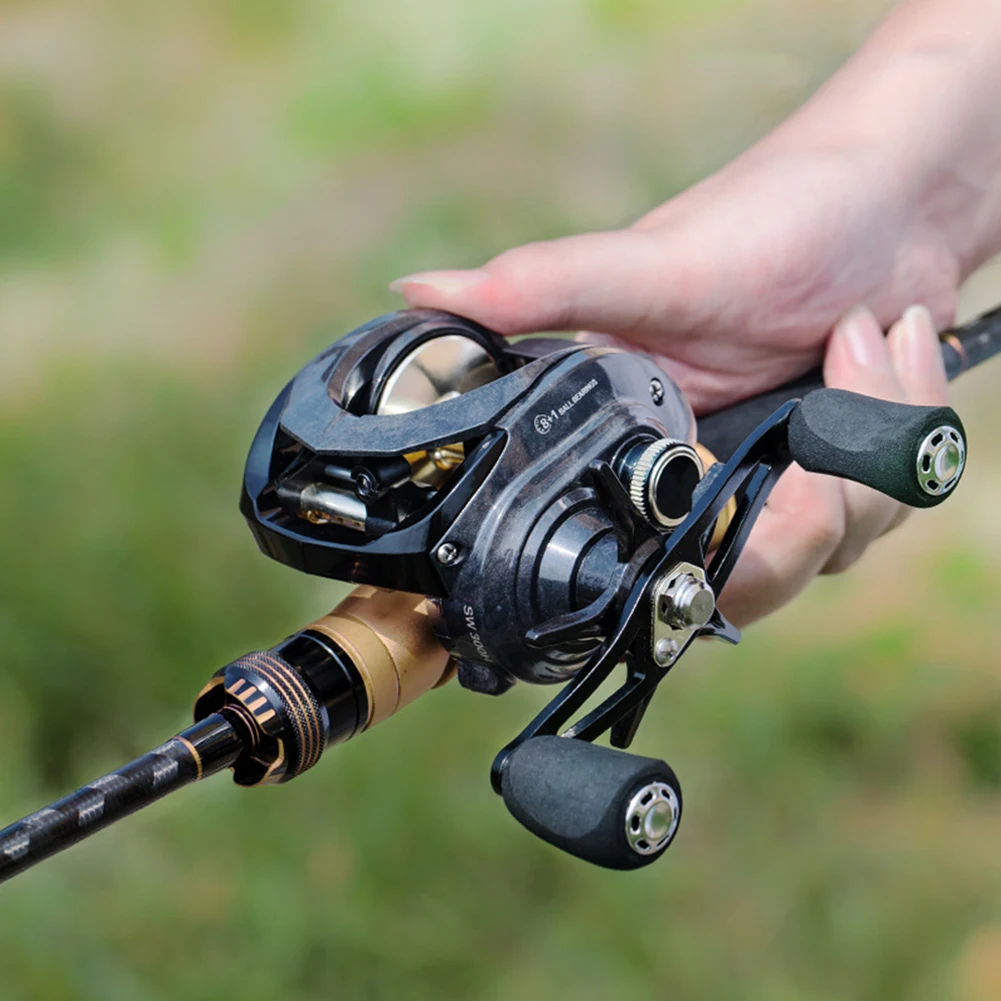 

Strong Baitcasting Reel 15kg Max Drag Casting Sea Fishing Reel 6.4/1 Gear Ratio 8+1BB Left/ Right Hand for Saltwater Freshwater