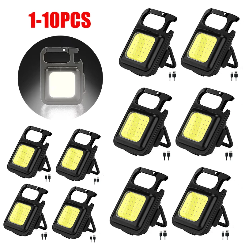 

1-20PCS Mini LED Flashlight USB Rechargeable LED Light 4 Modes Keychain Work Light Small Pocket Light Corkscrew Working Light
