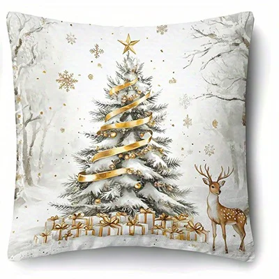 

Рождественские наволочки с рисунком оленя и снеговика, полиэстер велюр