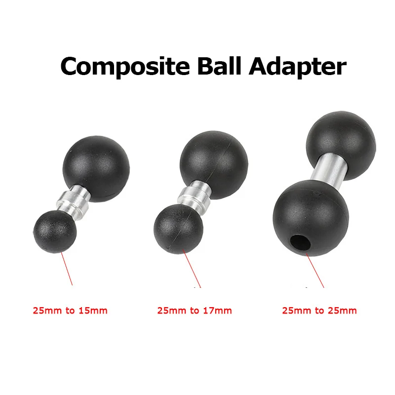 Композитный шариковый адаптер для промышленного стандарта, двухшариковое крепление для GPS-кронштейнов garmin, от 25 мм до 15 мм/17 мм/25 мм, 1 шт.