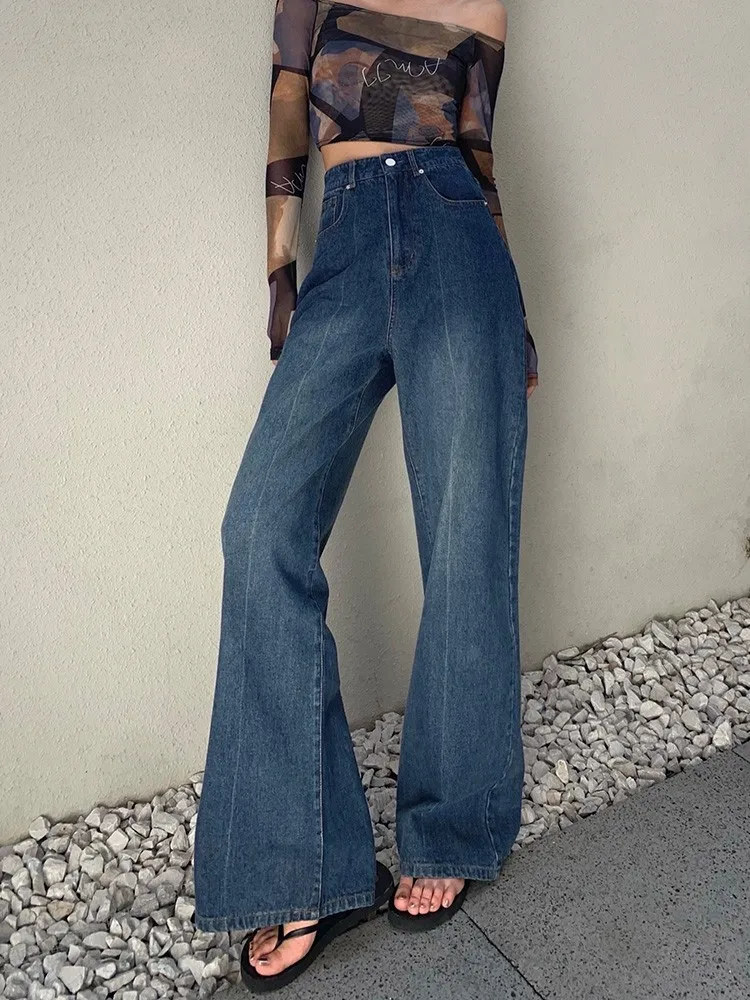 

GUUZYUVZ Oversized Jean Femme Casual Loose Vintage Boyfriend Denim Flared Pants Streetwear Korean Fashion Mom Woman Jeans 2022