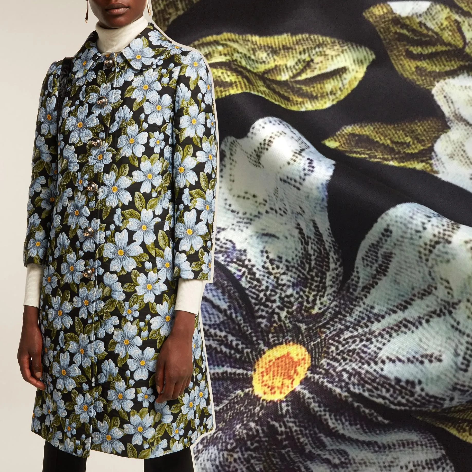 

Printed Fabric Autumn Winter Hand-painted Flower Cloth Jacket Digital Printing Sewing for Dress Processing Fabrics by Meter
