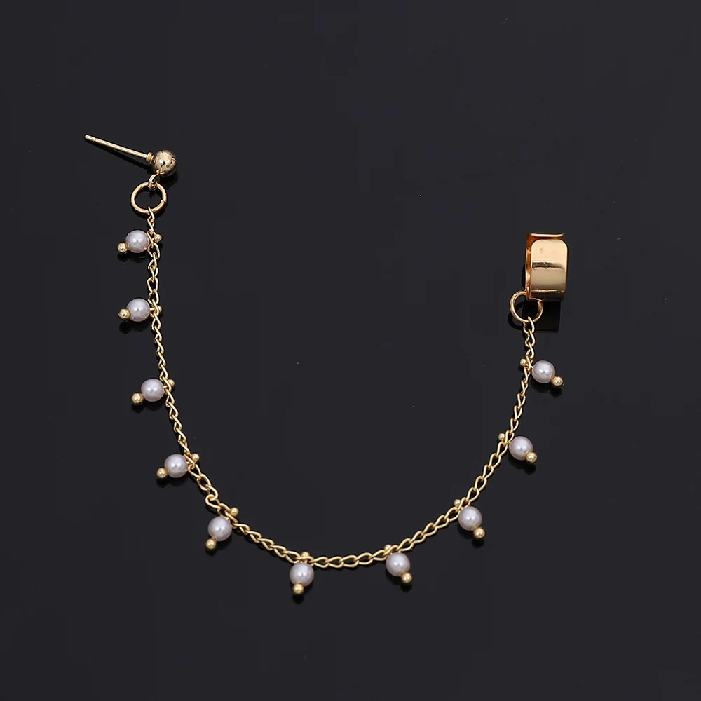 

New Fashion Earring Clip European Style Retro Star Moon Tassel Imitation Pearl Single Earring For Women Party Ear Rings