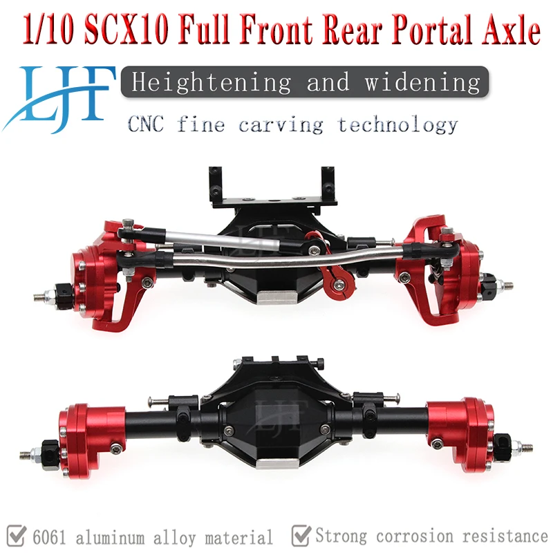 

LJF SCX10 Алюминиевый CNC анодированный Полный Передний Задний портальный мост для 1/10 RC Гусеничный автомобиль осевой SCX10II 90046 90047 обновленные дет...