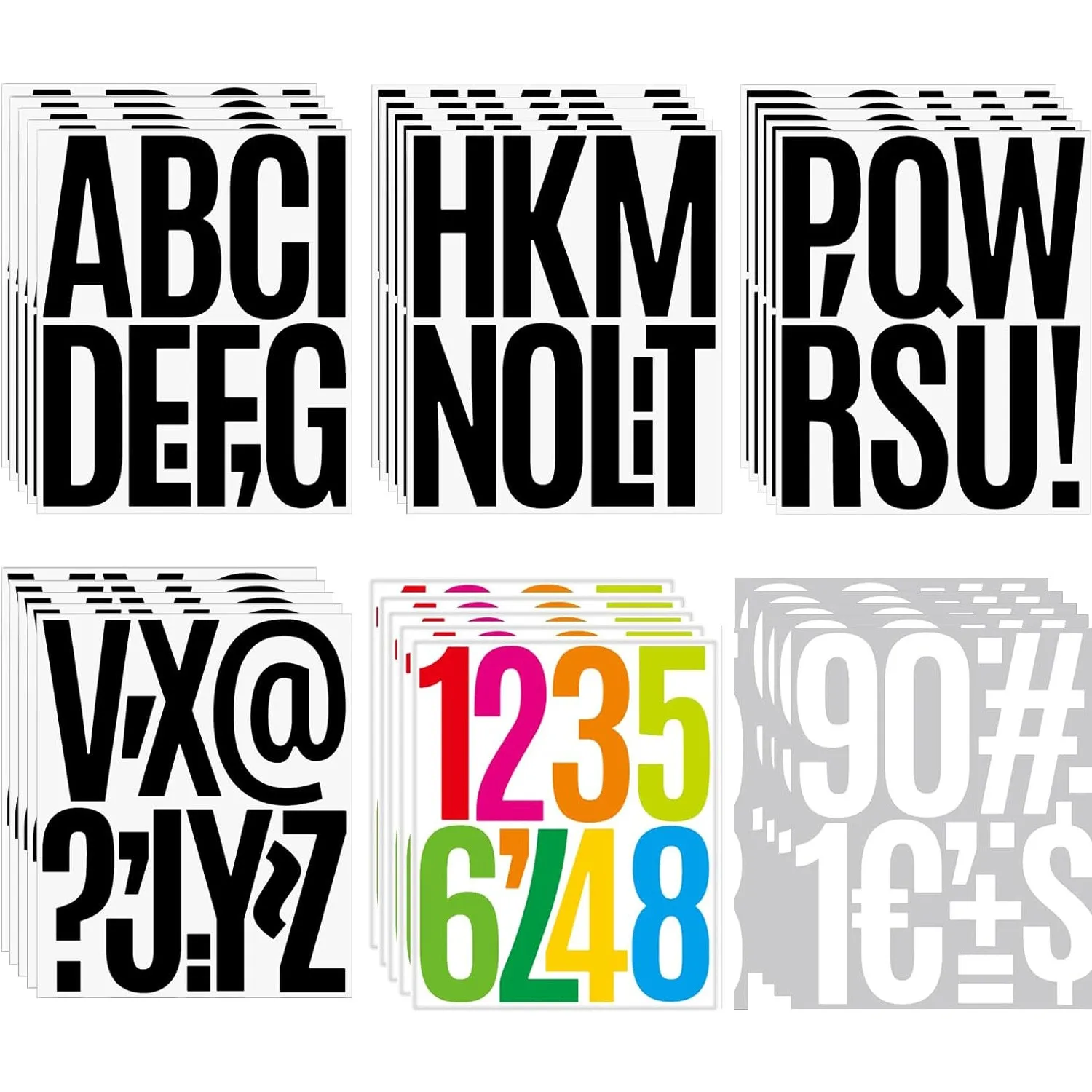 Виниловые наклейки с большими буквами 5 дюймов 4 листа