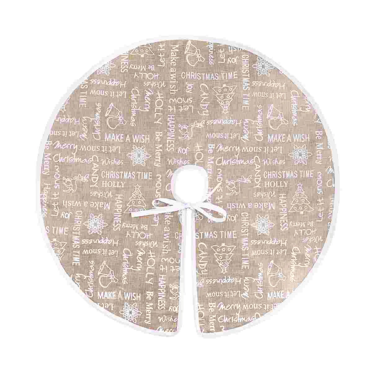 

Amosfun 60cm Cloth Christmas Tree Skirt Round Shape Letter Printed Christmas Tree Apron Decor
