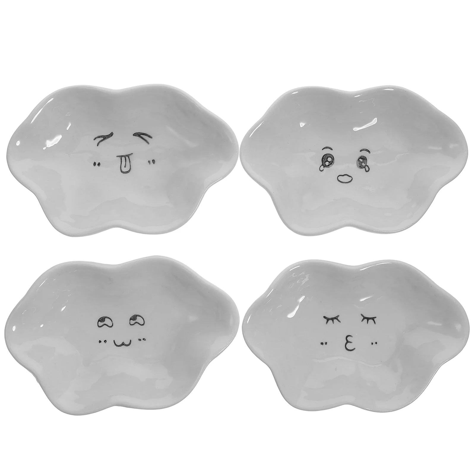 

4 Pcs Saucers Plates Wasabi Dish Pinch Bowls Mini Containers Ketchup Ceramic Dishes Cute