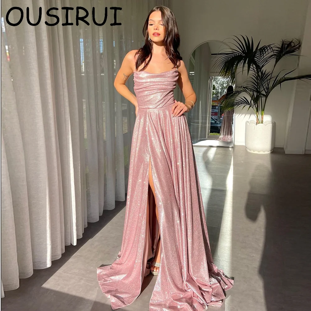 OUSIRUI блестящие платья на тонких бретельках для выпускного вечера с завязкой