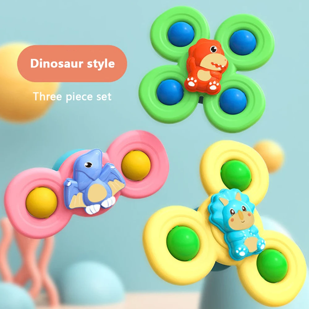 

3Pcs Relief Stress Suction Cups Spinning Top Toy For Baby Infant Gyro Educational Toys Suction Rotating Sets Water Bath Toys Gif