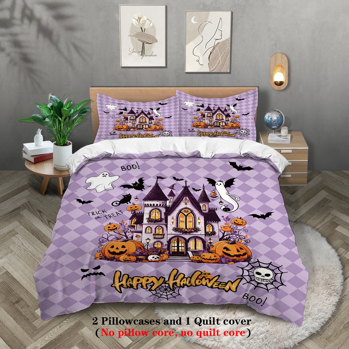 Комплект Пододеяльников Из 3 Предметов С Цифровым Принтом На Тему Замка Хэллоуин