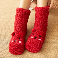 socks thicken ladies floor socks ladies warm winter plus fleece coral fleece socks sleeping home slippers cute bear kawaii new