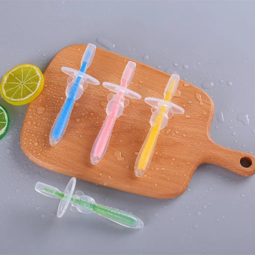 

Baby Soft Silicone Bristles Teether Care Training Toothbrush with Safety Guard