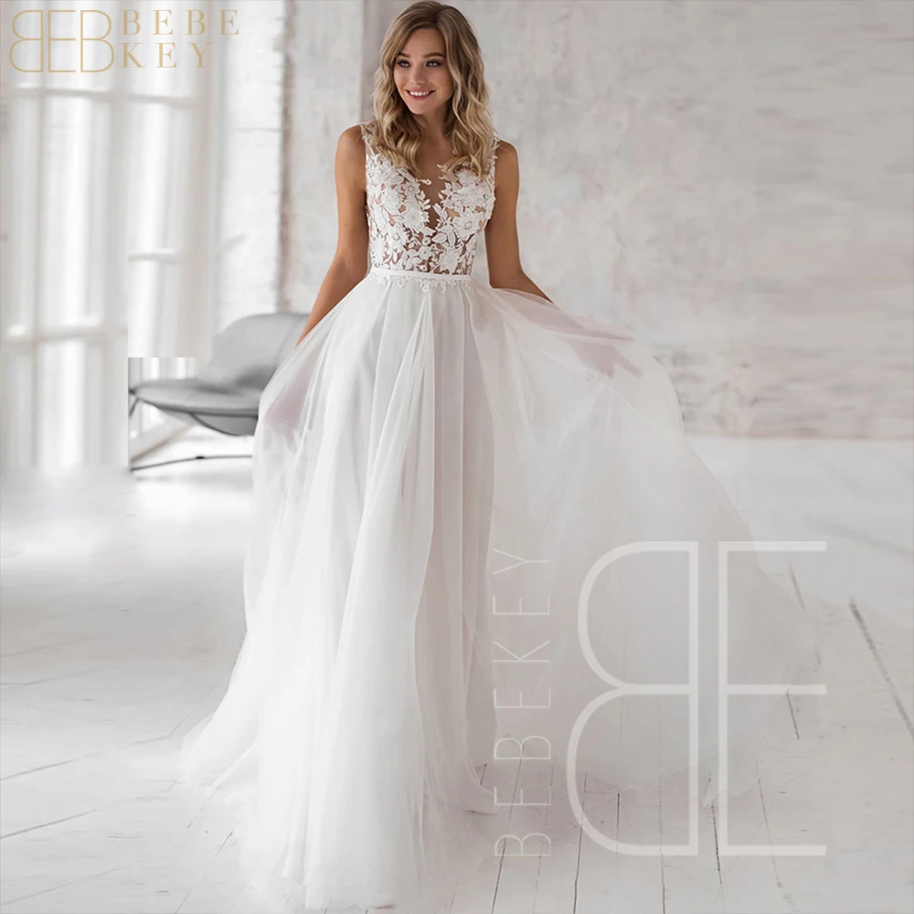 

Белое Тюлевое белое платье, женские свадебные платья на бретелях-спагетти для невесты, 2024, Свадебный халат с V-образным вырезом, длинное платье для невесты, Новинка