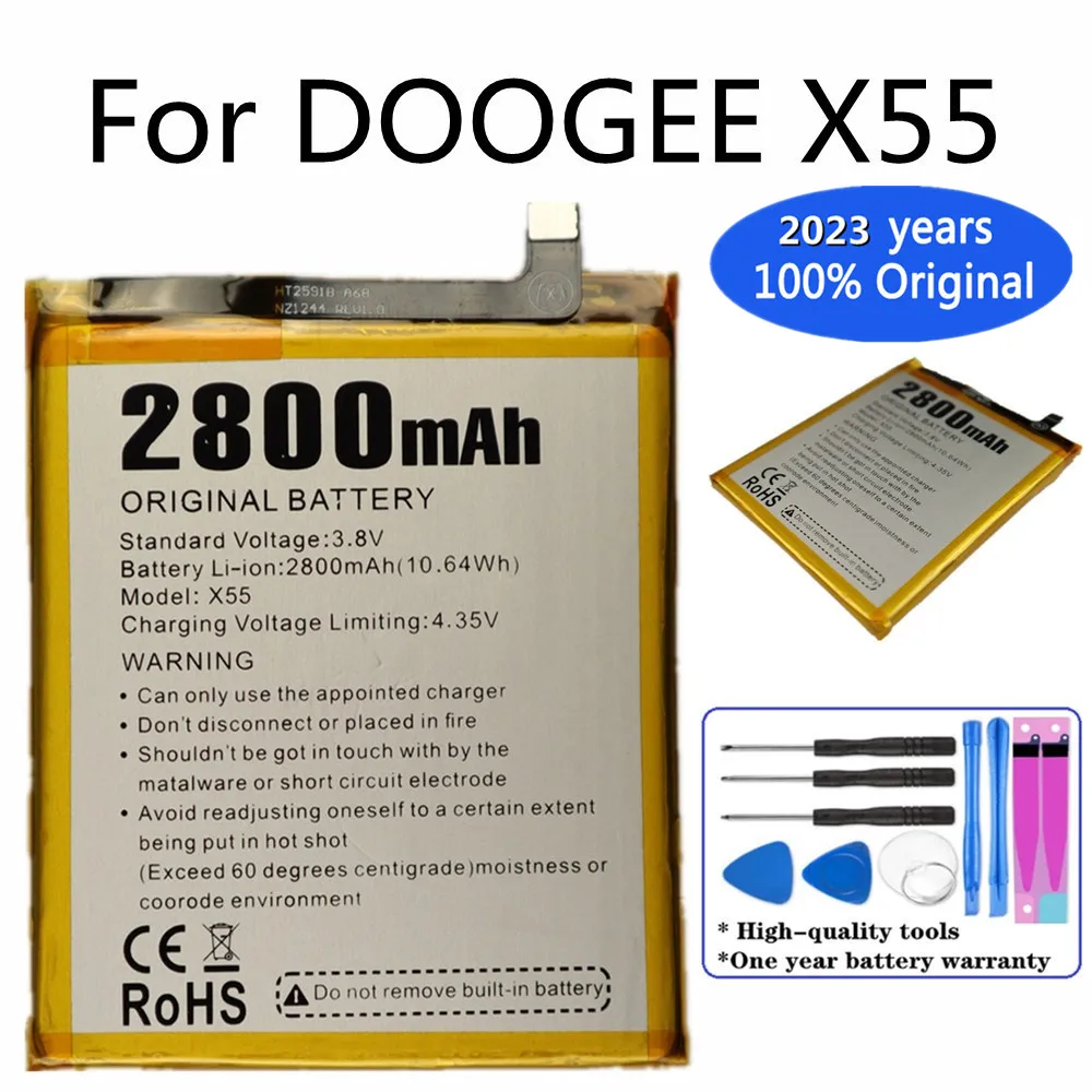 

2023 год, новый высококачественный оригинальный аккумулятор Для DOOGEE X55 2800 мАч, Сменные Аккумуляторы для смартфонов + Инструменты