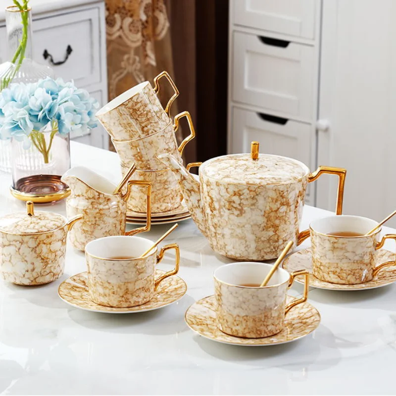 

Bone China Coffee Cup Set Gift Luxury Sugar Jar Ceramic Saucer Vintage Tea Set Coffeware Sets Juego De Cafe Home Drinkware