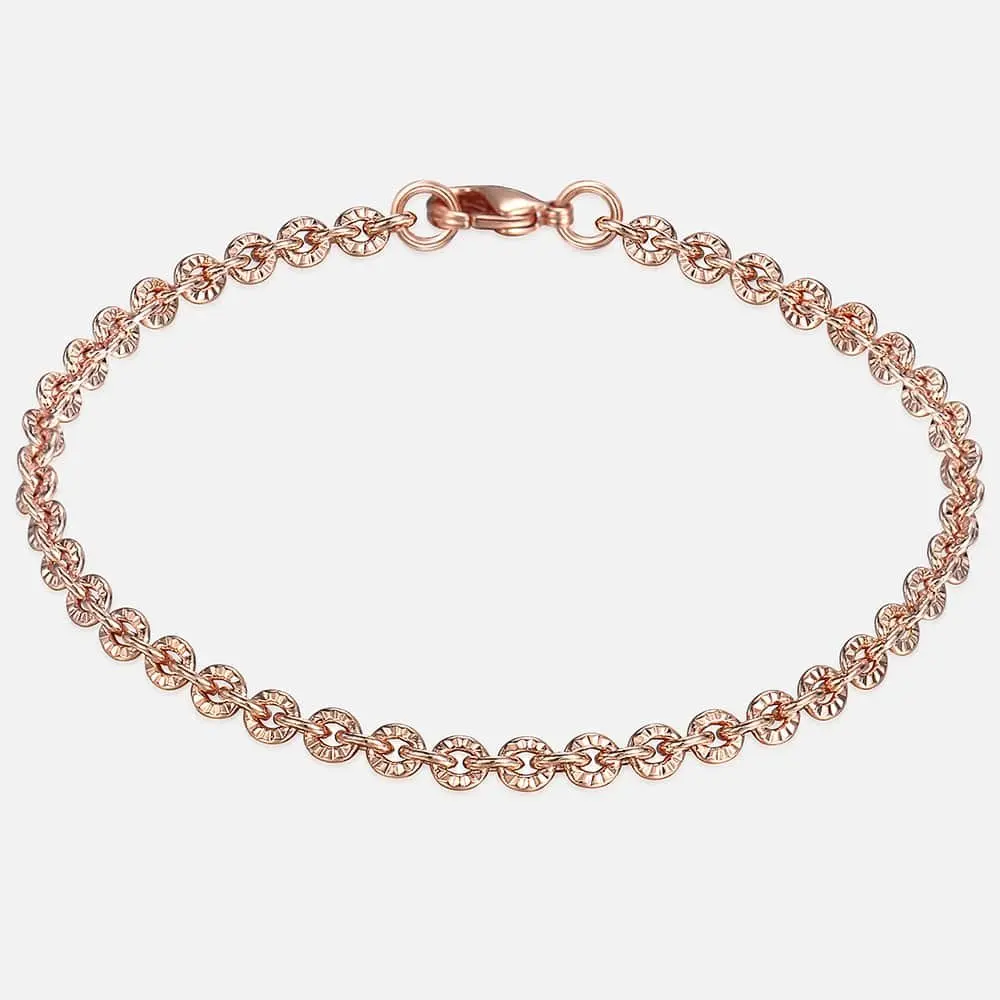 

Браслет-цепочка женский круглый, розовое золото 585 пробы, 8 дюймов, 3 мм