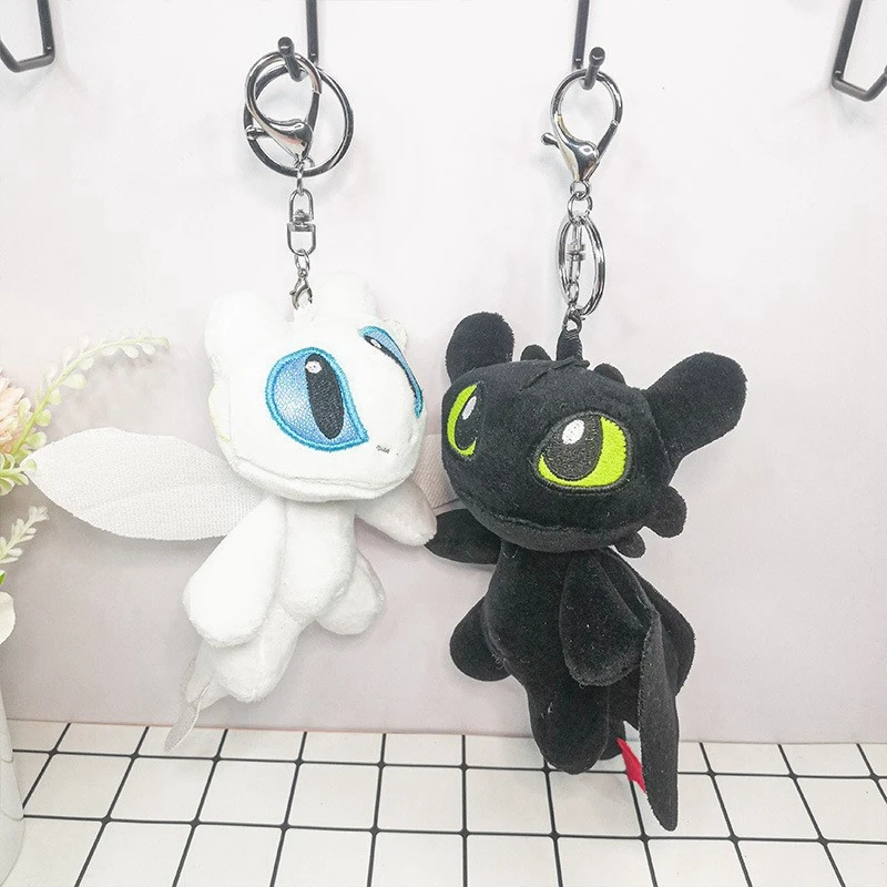 

10 Pieces/batch 15 Cm Cute Little Dragon Plush Key Chain Bag Mobile Phone Ornament Plush Animal White and Black Dragon Plush Toy