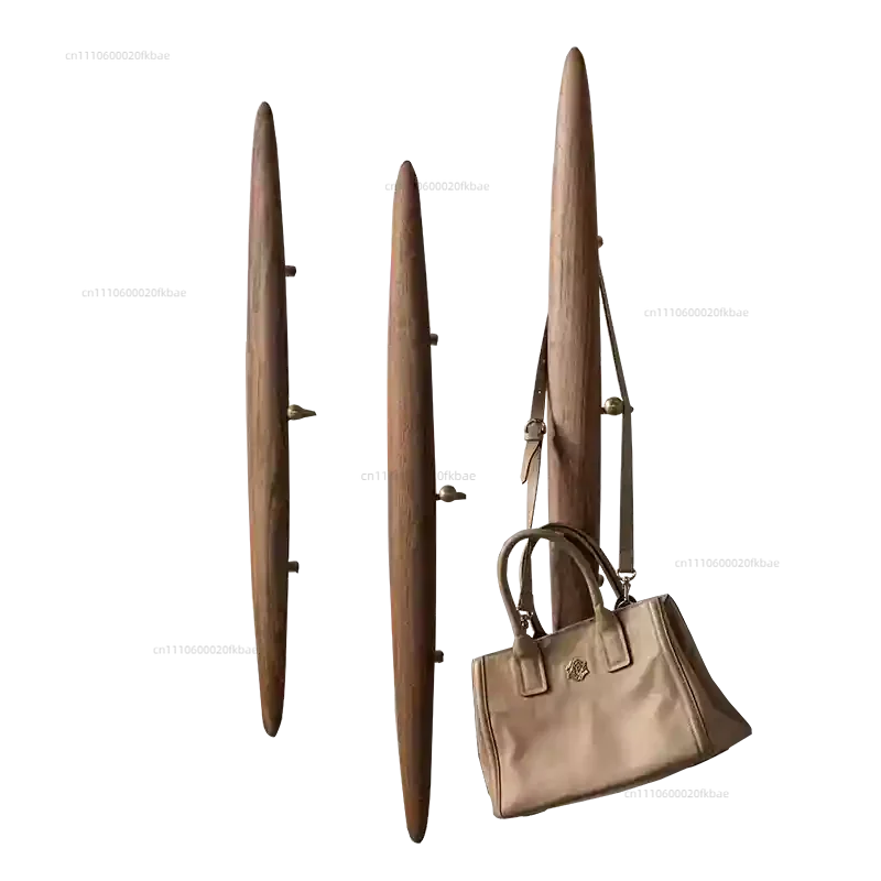 Фото Настенная вешалка для одежды в скандинавском стиле Simplicity Luxury, винтажная вешалка-стойка из массива черного ореха, для спальни, для одежды и головных уборов, в японском стиле, для дома №3