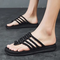 high quality brand hot sale flip flops men summer beach slippers men fashion sandals breathable casual men slippers black