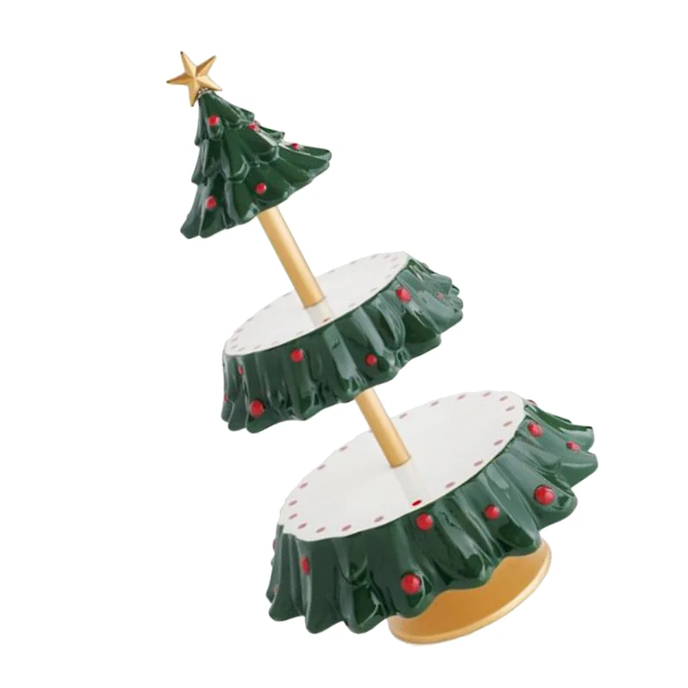 

Two-layer Cake Stand Xmas Tree Shaped Cupcake Stand Cake Holder Display Rack