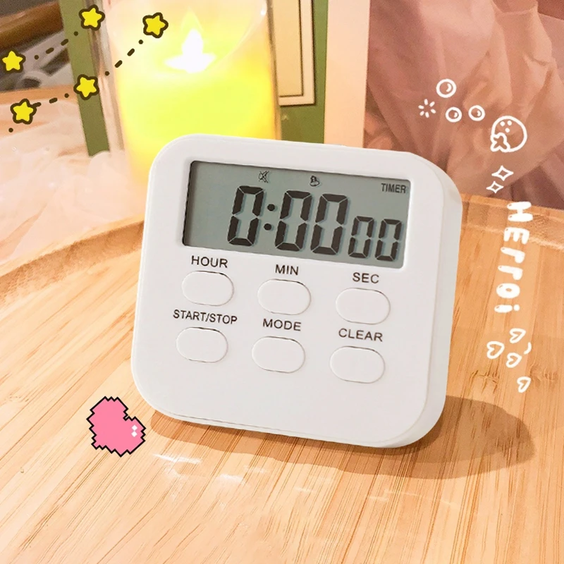 

Digital Timer with Back Stand Small Kitchen Timer White Loud Alarm Mini Cooking Countdown Timer LCD Magnetic Time Reminder