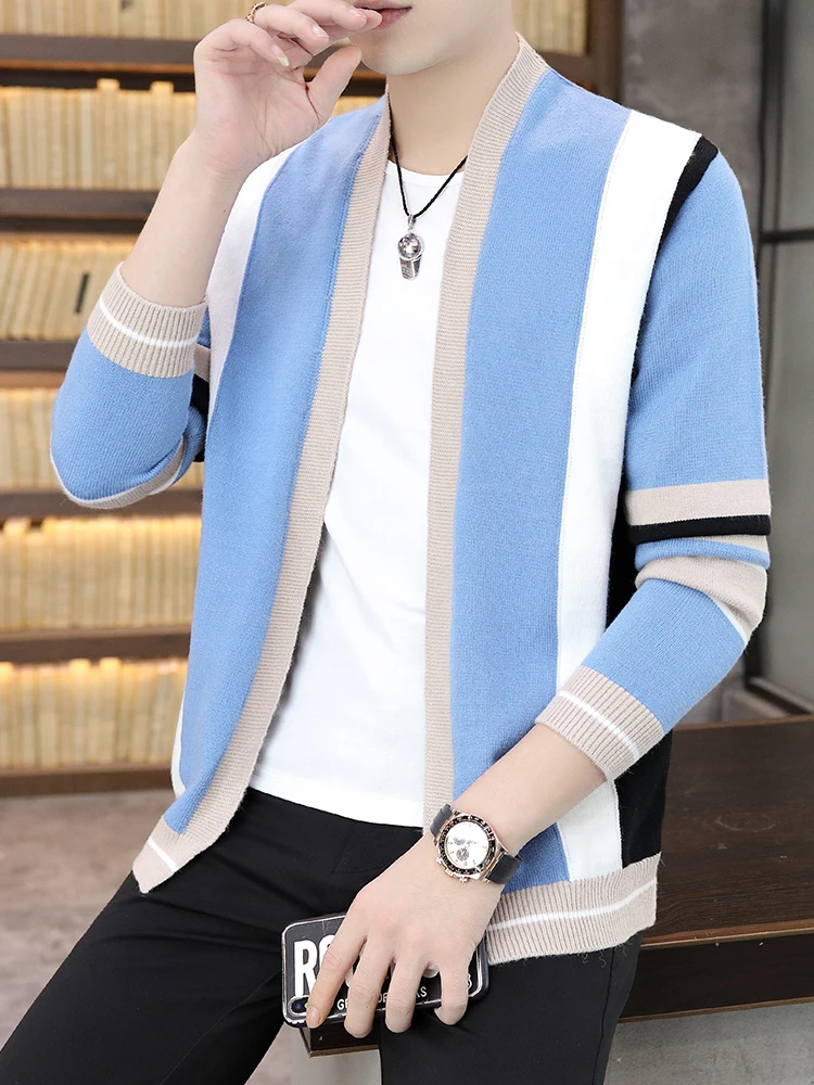 

2022 New Spring Autumn Cardigan Men Casual Knitted Clothes Fashion Brand Sweater Long Slim Fit Jumpers Jacket Coat Tops Q05