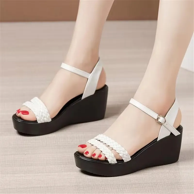 Сандалии женские на платформе босоножки танкетке удобная обувь с открытым