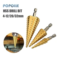 hss drill bit 4 122032mm titanium plated high speed steel straight groove step drill bit for wood metal hole opener tool