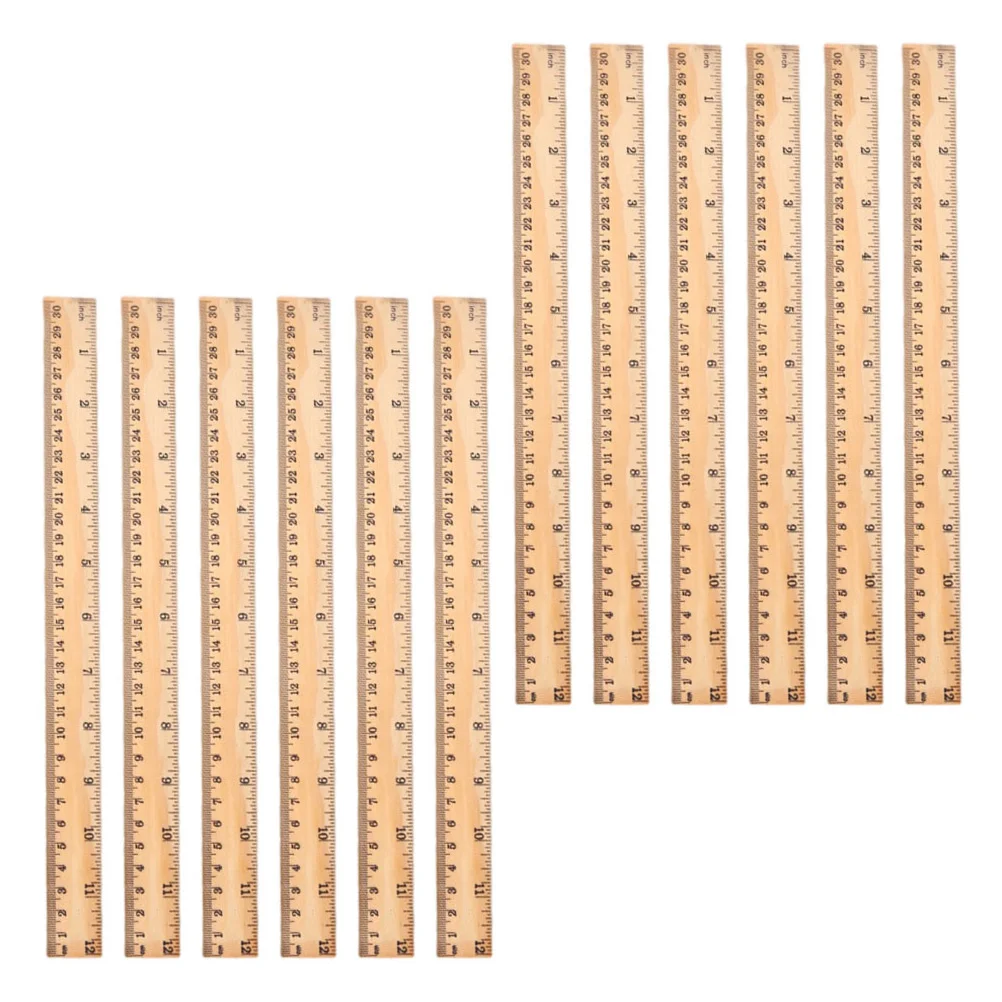 

12 Pcs Wooden Ruler Rulers Student Accessory Multi-function School Portable Kids Household