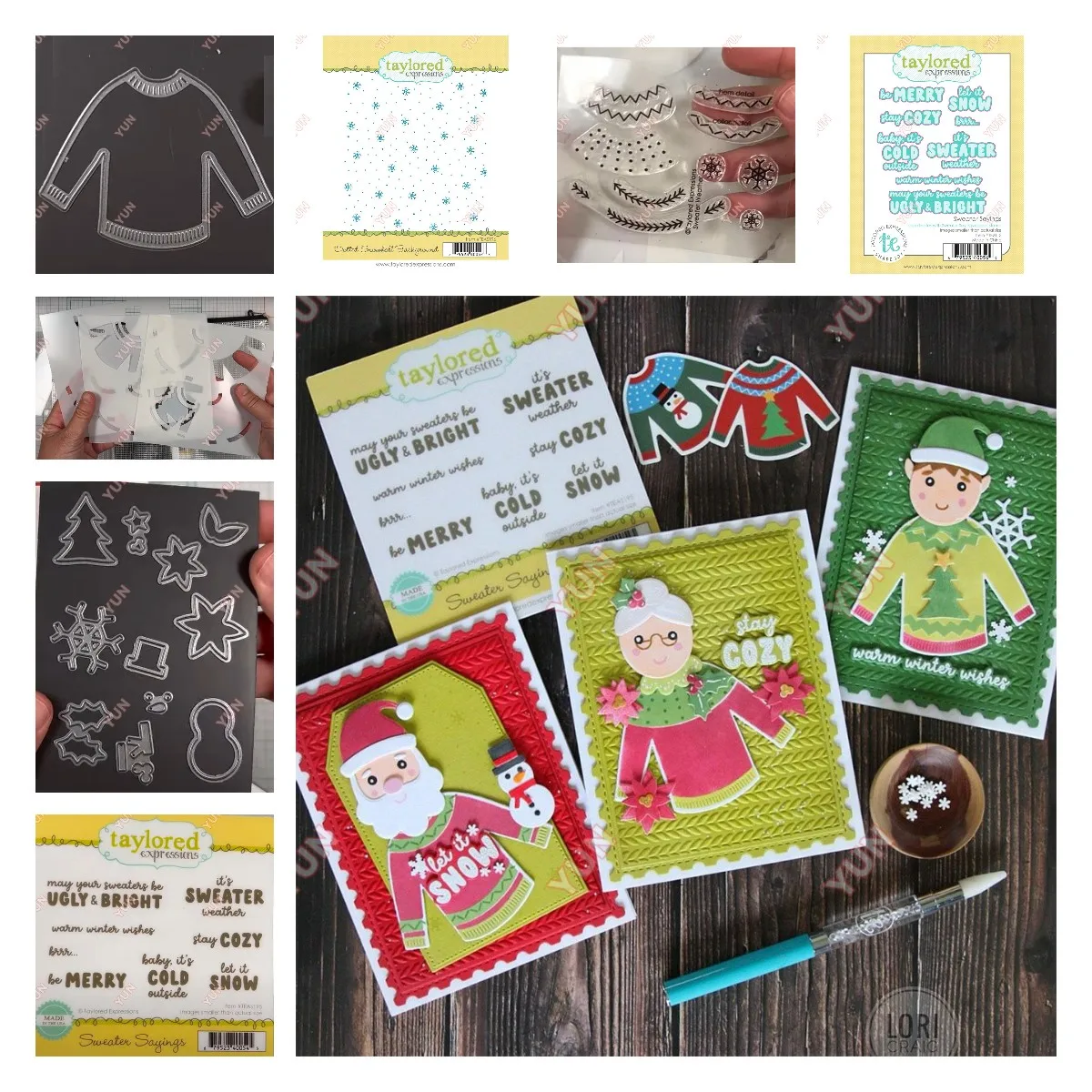 2024 Рождество Сделай Сам Weater погода карточка свитер трафареты снежинка фон