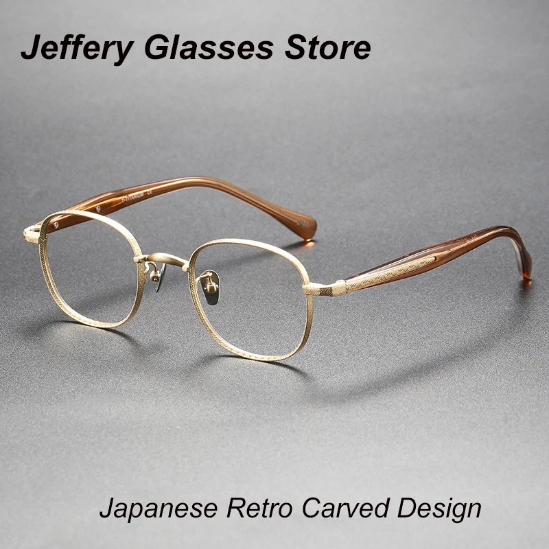 Japanese Brand Design Men Glasses Frame Retro Square Prescription Eyeglasses Titanium Acetate Women Myopia Reading Eyewear 217