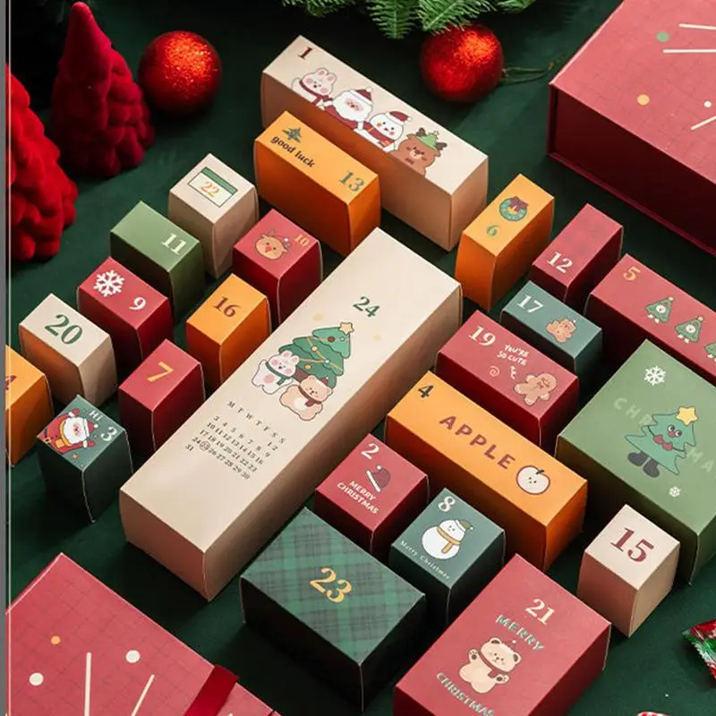 24 шт. рождественские подарочные коробки с календарём и