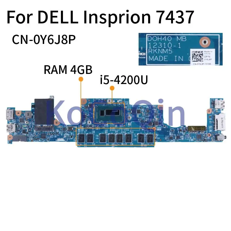 

Для материнской платы ноутбука DELL Insprion 7437 i5-4200U материнская плата для ноутбука DOH40 MB 12310-1 RKNM5 8GB RAM SR170
